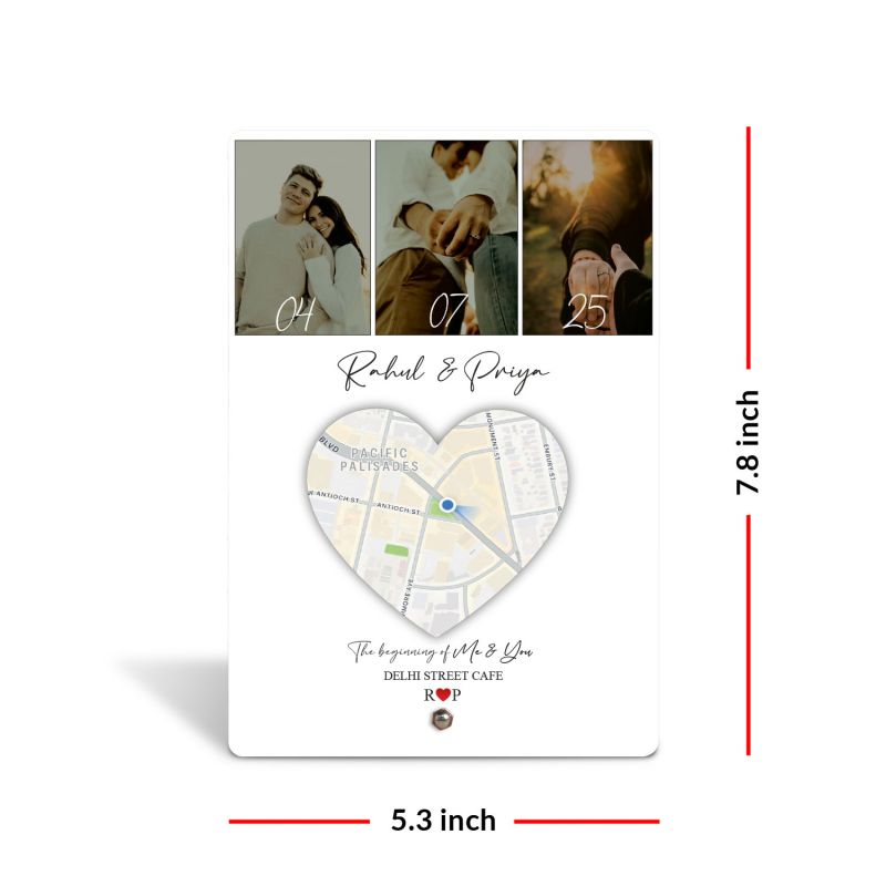 Personalized Photo Collage Frame, Heart Map Design, Custom Names and Date, Couple Photo Frame Gift For Birthday Valentines Day Anniversary Gift For Husband Wife Girlfriend Boyfriend